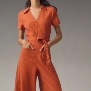 Rust Linen Anthropologie Jumpsuit Size 6